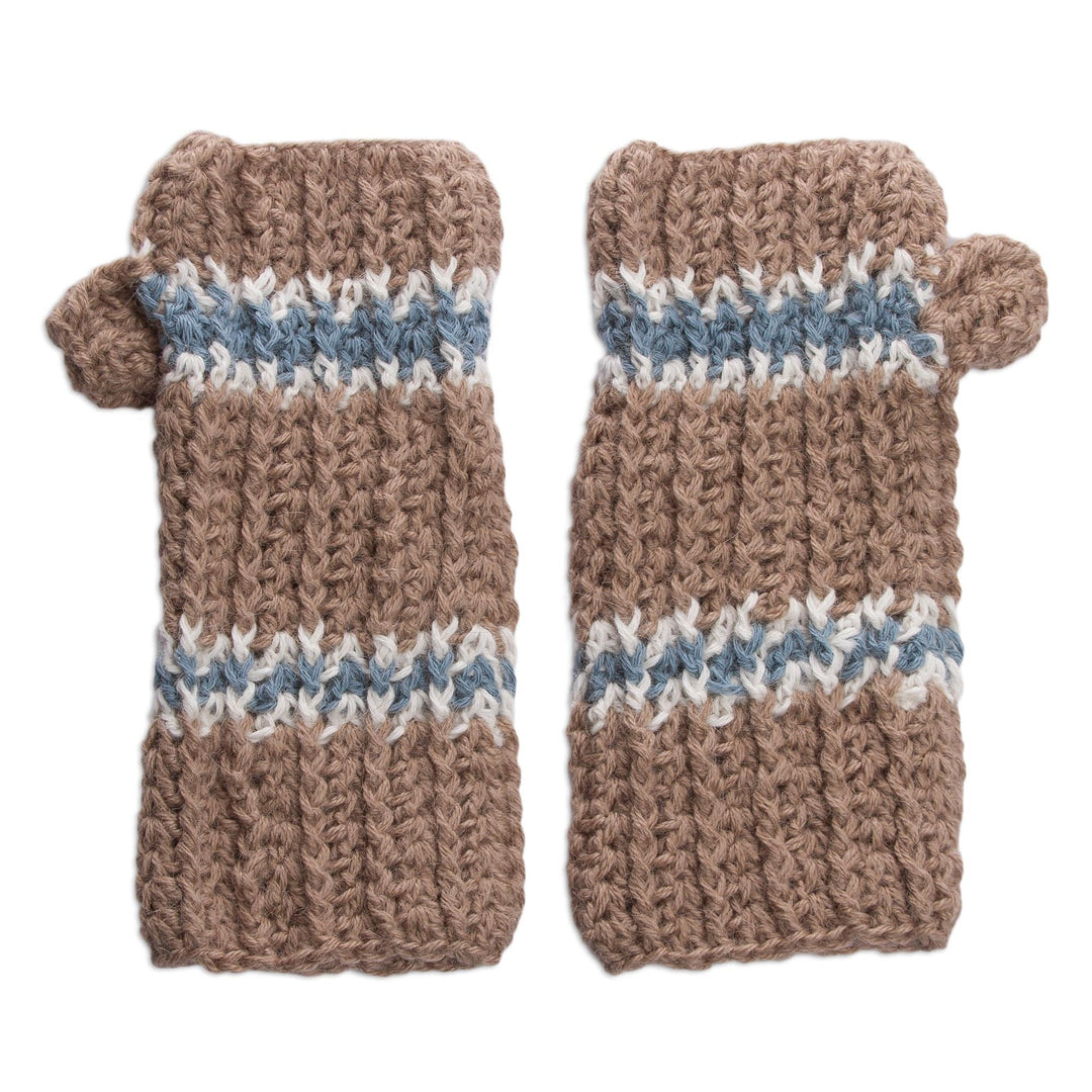 Alpaca Mittens Hand Knit Fingerless Gloves from Peru - Andean Land