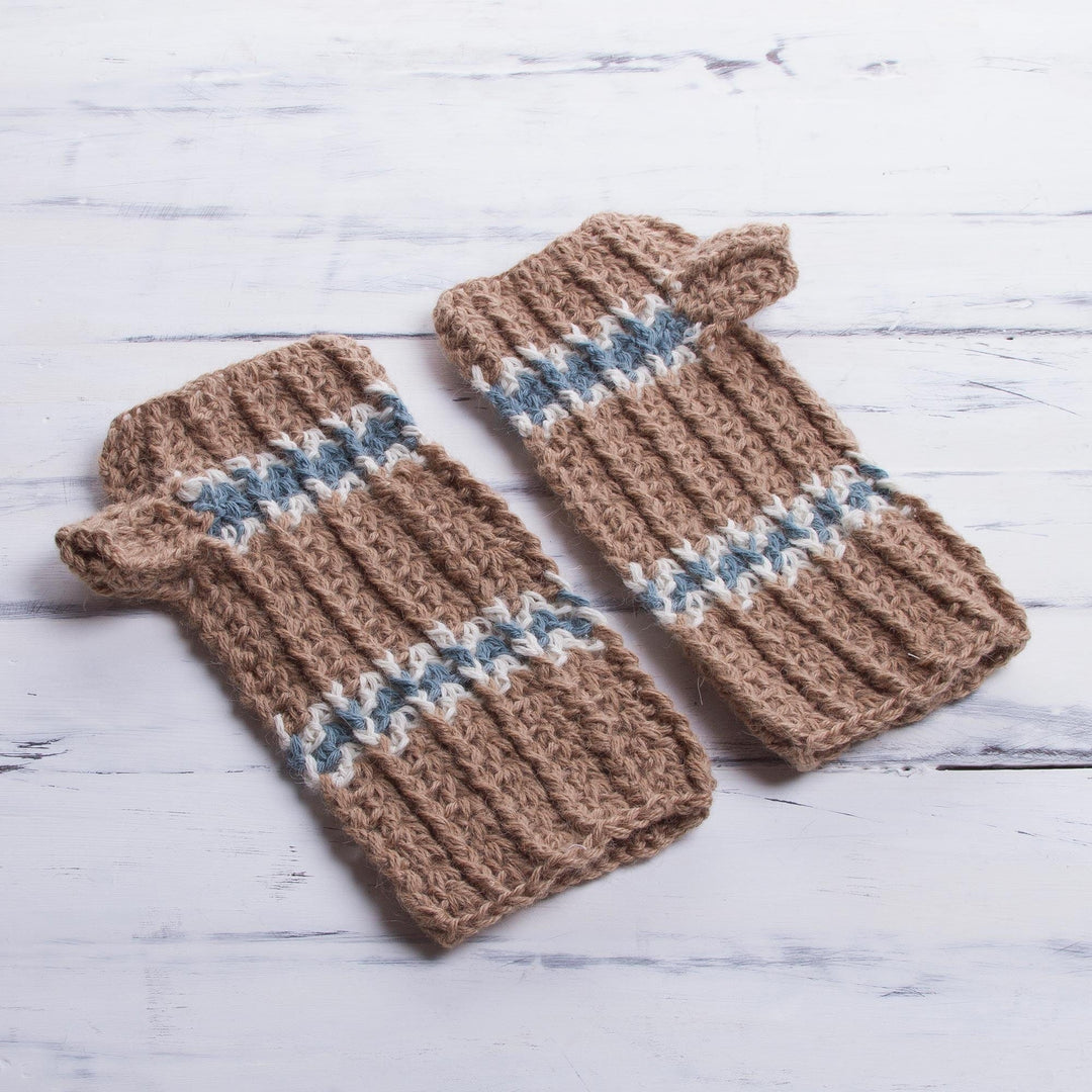 Alpaca Mittens Hand Knit Fingerless Gloves from Peru - Andean Land