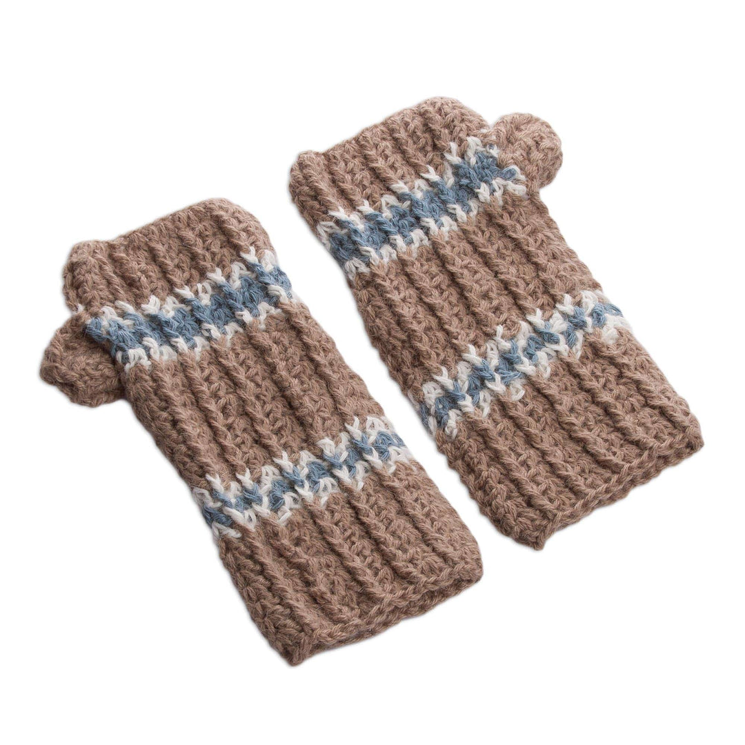 Alpaca Mittens Hand Knit Fingerless Gloves from Peru - Andean Land