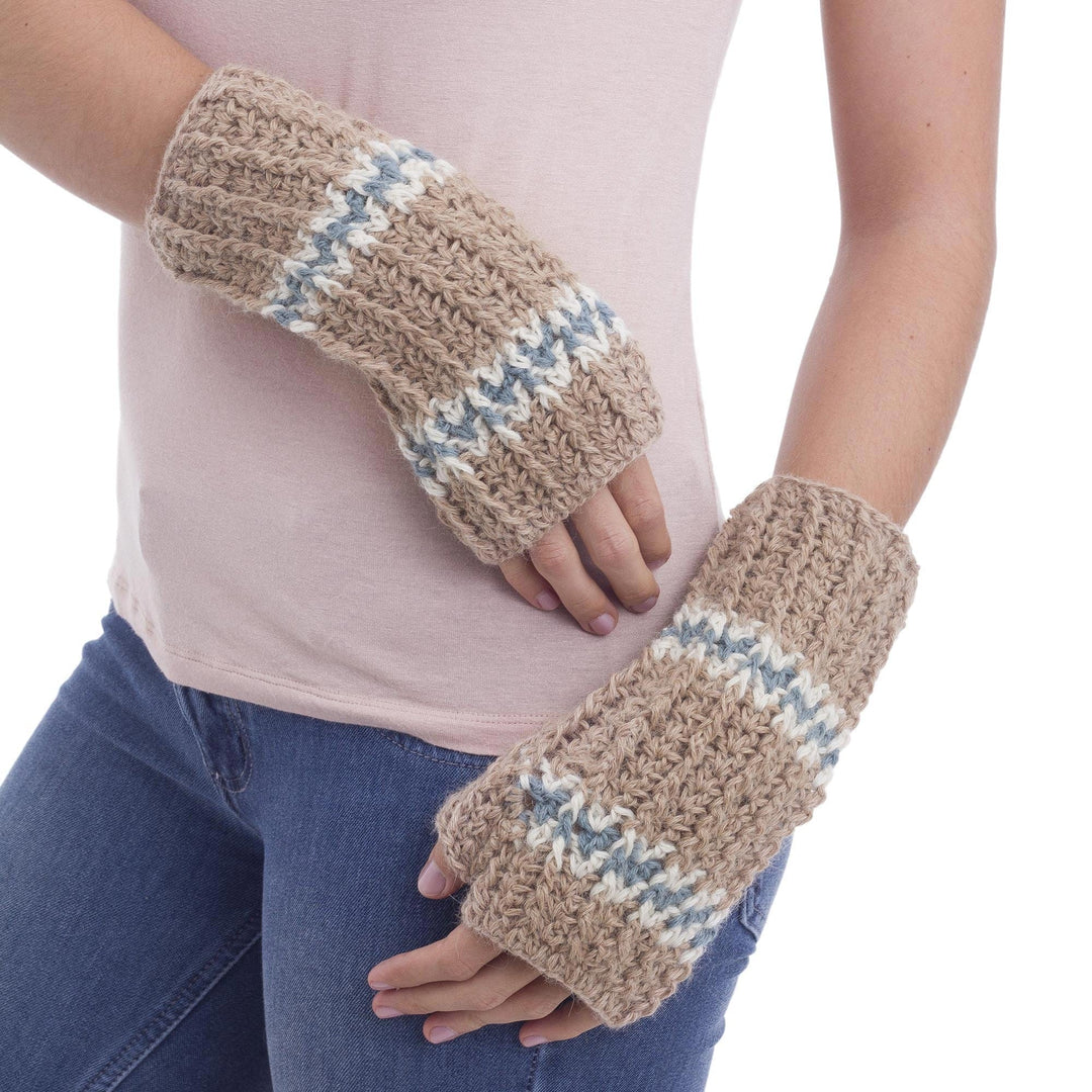 Alpaca Mittens Hand Knit Fingerless Gloves from Peru - Andean Land
