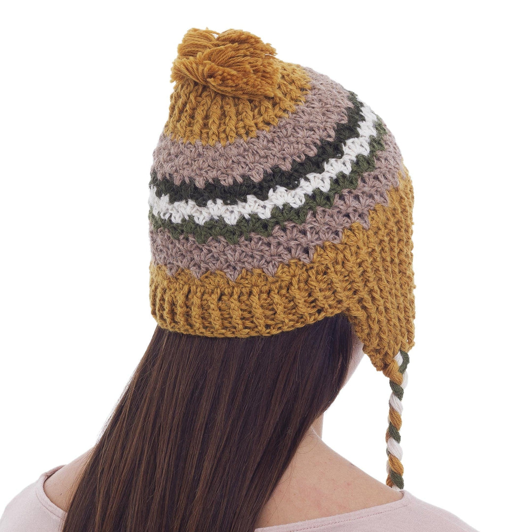 Hand Knit Alpaca Patterned Chullo Hat with Earflaps - Andes Charisma