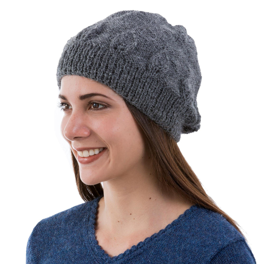 Charcoal Grey Hand Knitted 100% Alpaca Hat from Peru - Arequipa Grey