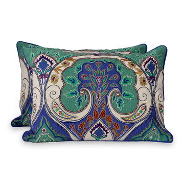 Multicolored Embroidered Cushion Covers (pair) - Autumn in Delhi