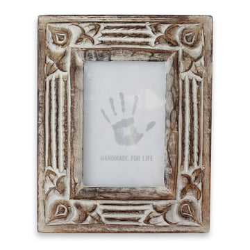 Hand Carved Wooden Photo Frame with Antiqued Finish (4x6) - Moradabad Memories