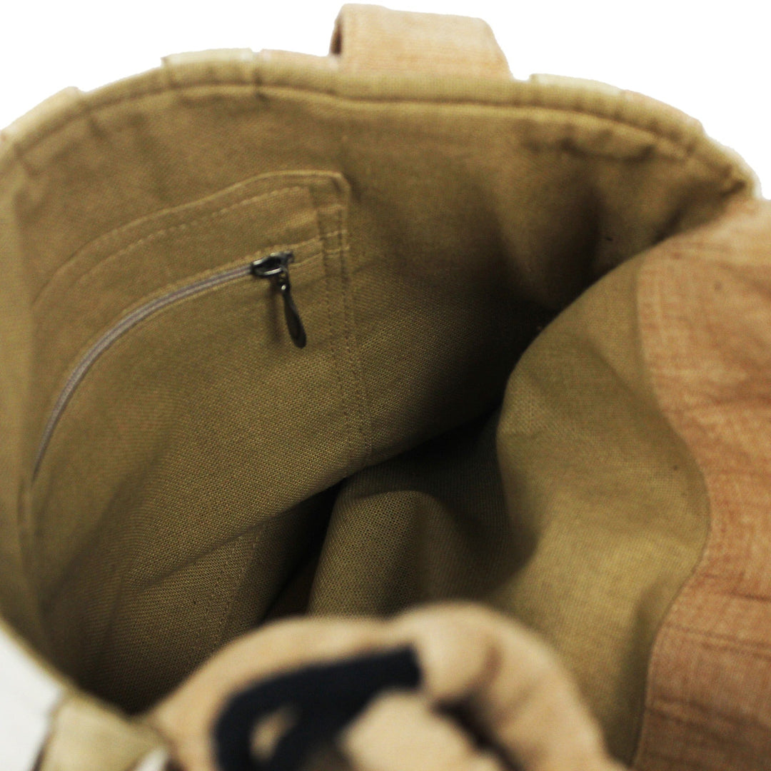 Hand Woven Wool Shoulder Bag with 3 Pockets in Brown and Tan - Orient Tan