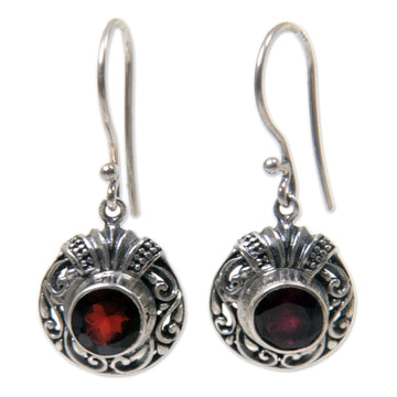Fair Trade Sterling Silver and Garnet Dangle Earrings - Scarlet Ladybug