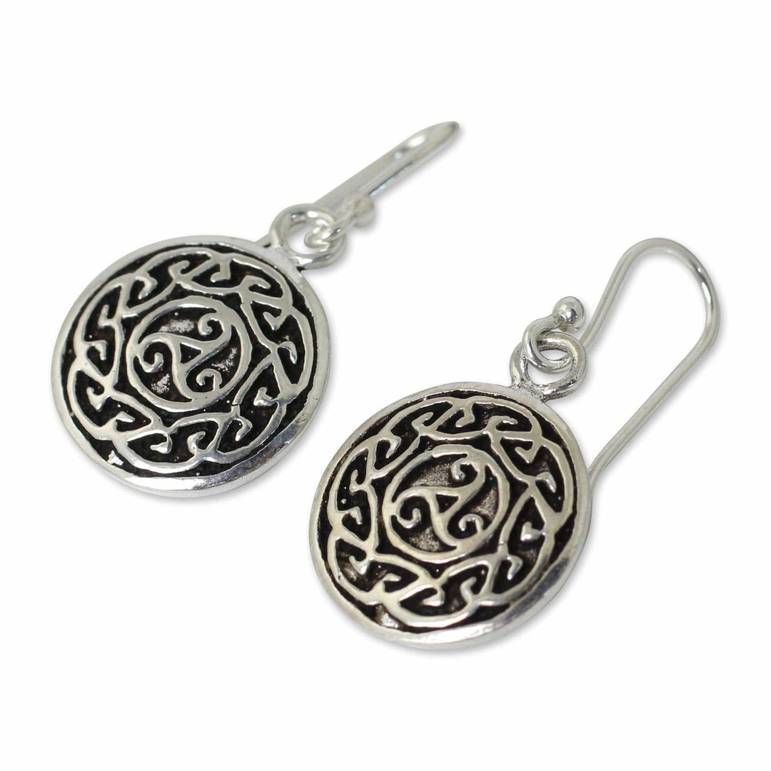 Free Trade Celtic Motif Round Silver Earrings from Thailand - Sister Goddess