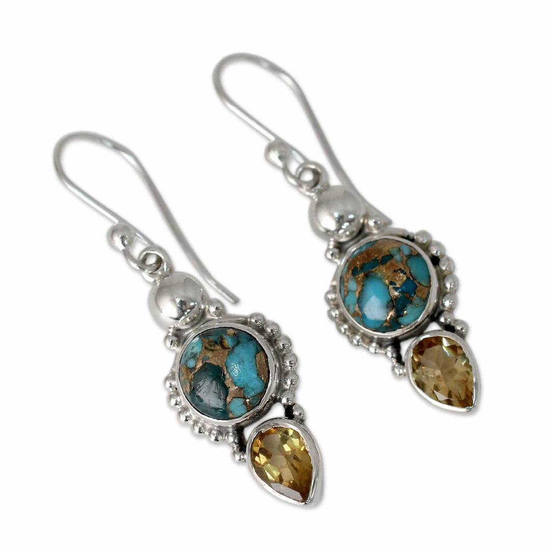 Hand Crafted Citrine and Sterling Silver Dangle Earrings - Summer Sunset