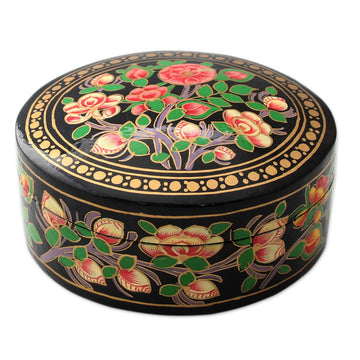 Flowers on Papier Mache Decorative Box from India - Rose Grandeur