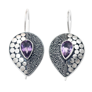Amethyst and Sterling Silver Earrings from Bali - Violet Sincerity