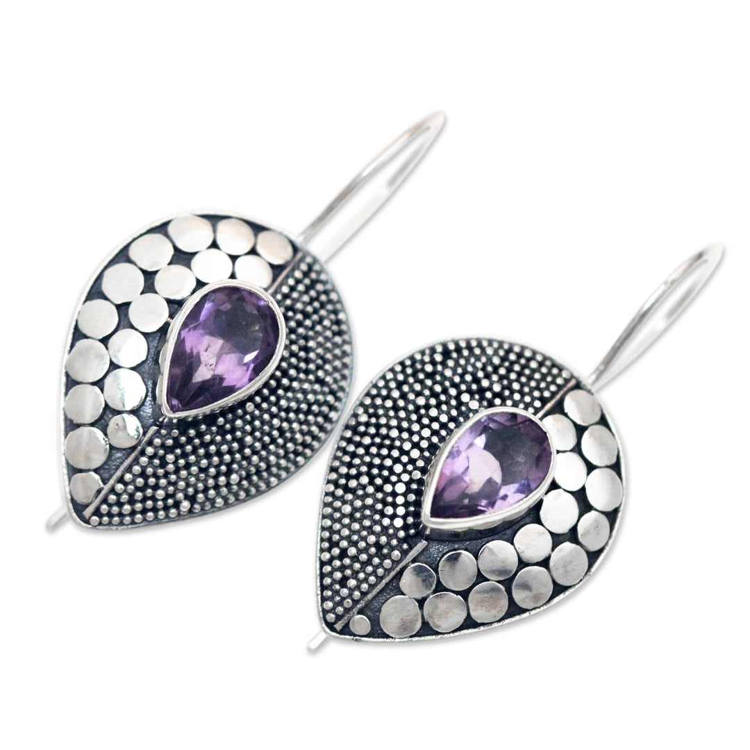 Amethyst and Sterling Silver Earrings from Bali - Violet Sincerity