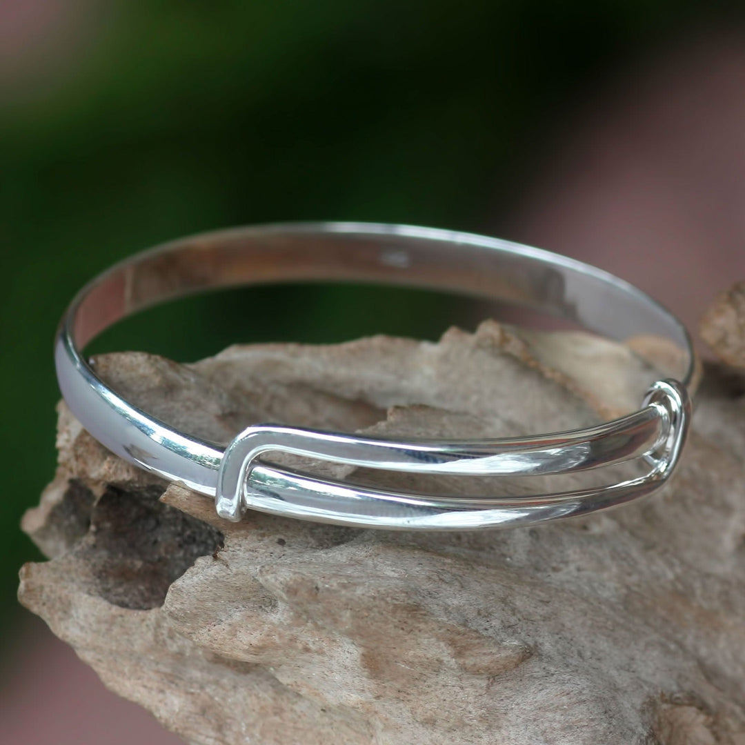 Balinese Handcrafted Sterling Silver Bangle Bracelet - Tender Embrace