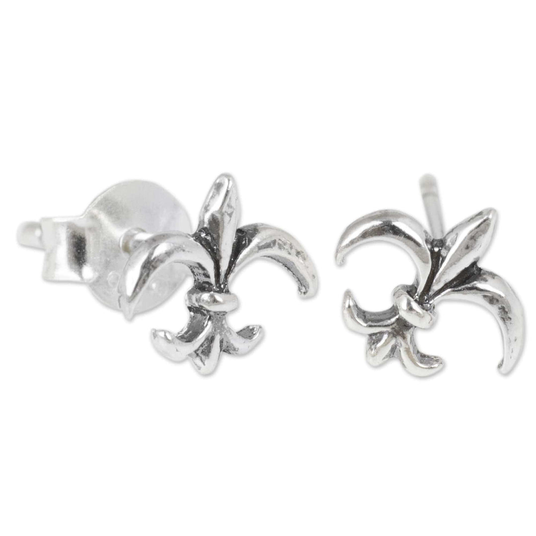 Thailand Fleur de Lis Sterling Silver Stud Earrings - Fleur-de-lis