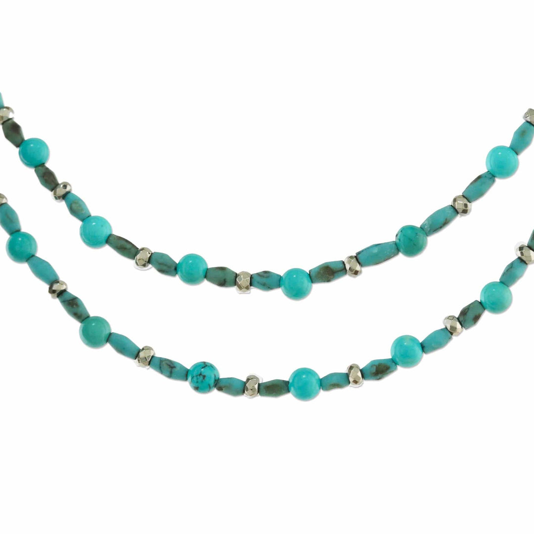 Thai Handcrafted Beaded Necklace with Silver Clasp - Exotic Blue Allure