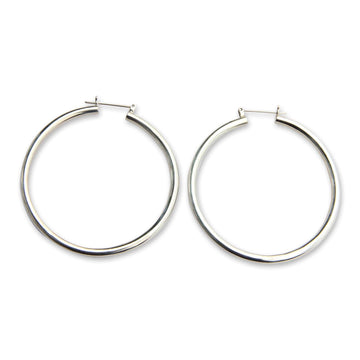 Artisan Crafted Balinese Silver Hoop Earrings (2.6 Inch) - Moonlit Goddess