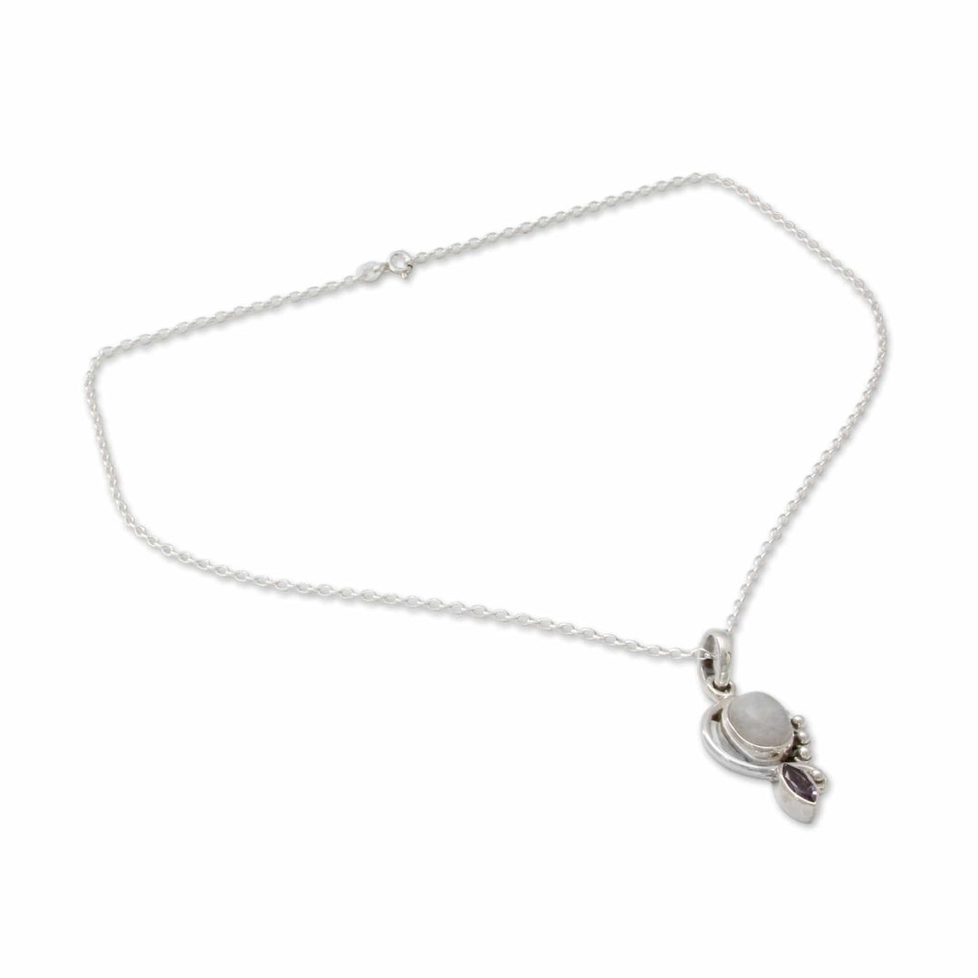 Rainbow Moonstone Handcrafted Amethyst Silver Necklace - Yours Forever