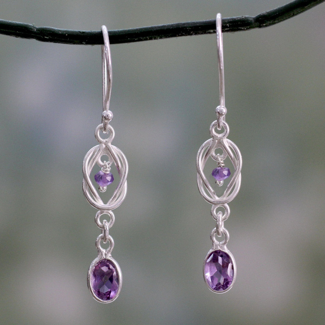 Amethyst and Silver Earrings - Violet Knot