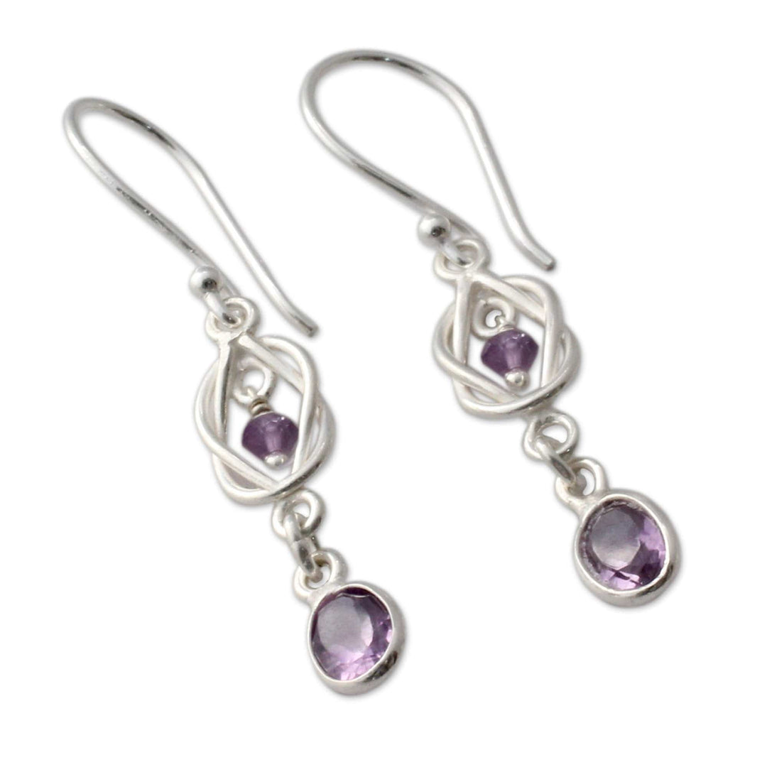 Amethyst and Silver Earrings - Violet Knot