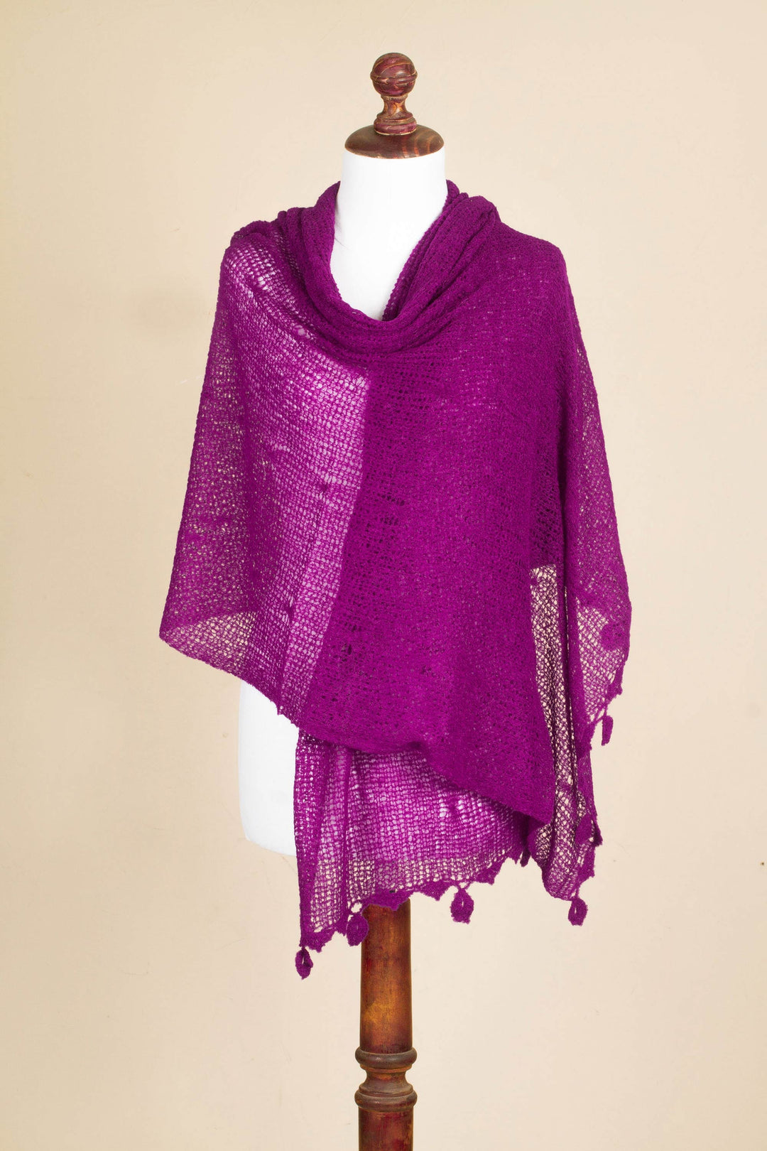 Alpaca Blend Shawl in Deep Orchid - Gossamer Orchid Stars
