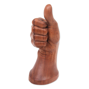 Hand Wood Sculpture Artisan Crafted in Bali - Thumb's Up