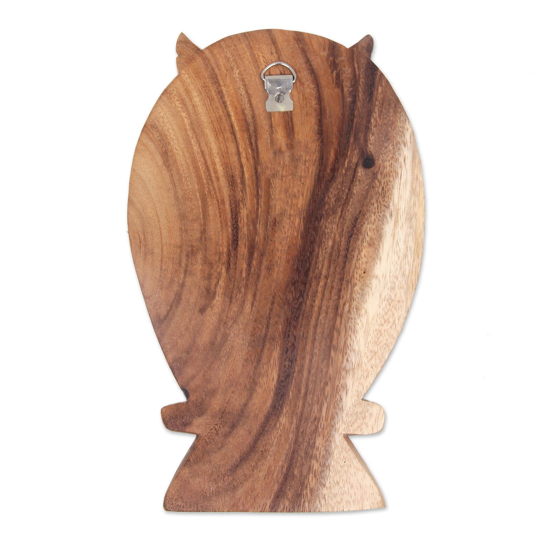 Hand Carved Wood Owl Wall Panel Sculpture from Bali - Owl Philosophy