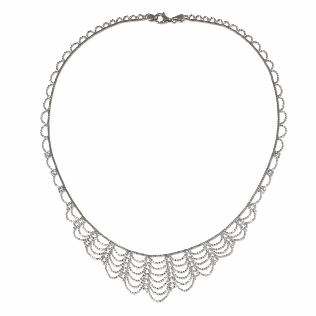 Sterling Silver Artisan Crafted Thai Waterfall Necklace - Elegant Lady