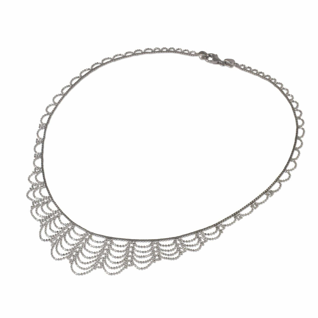 Sterling Silver Artisan Crafted Thai Waterfall Necklace - Elegant Lady