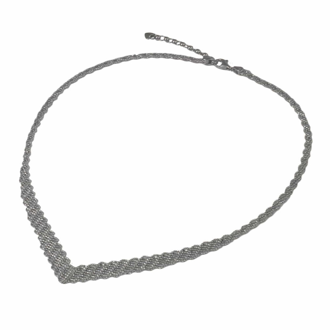 Artisan Made Sterling Silver Ball Chain Necklace - Woven Helix