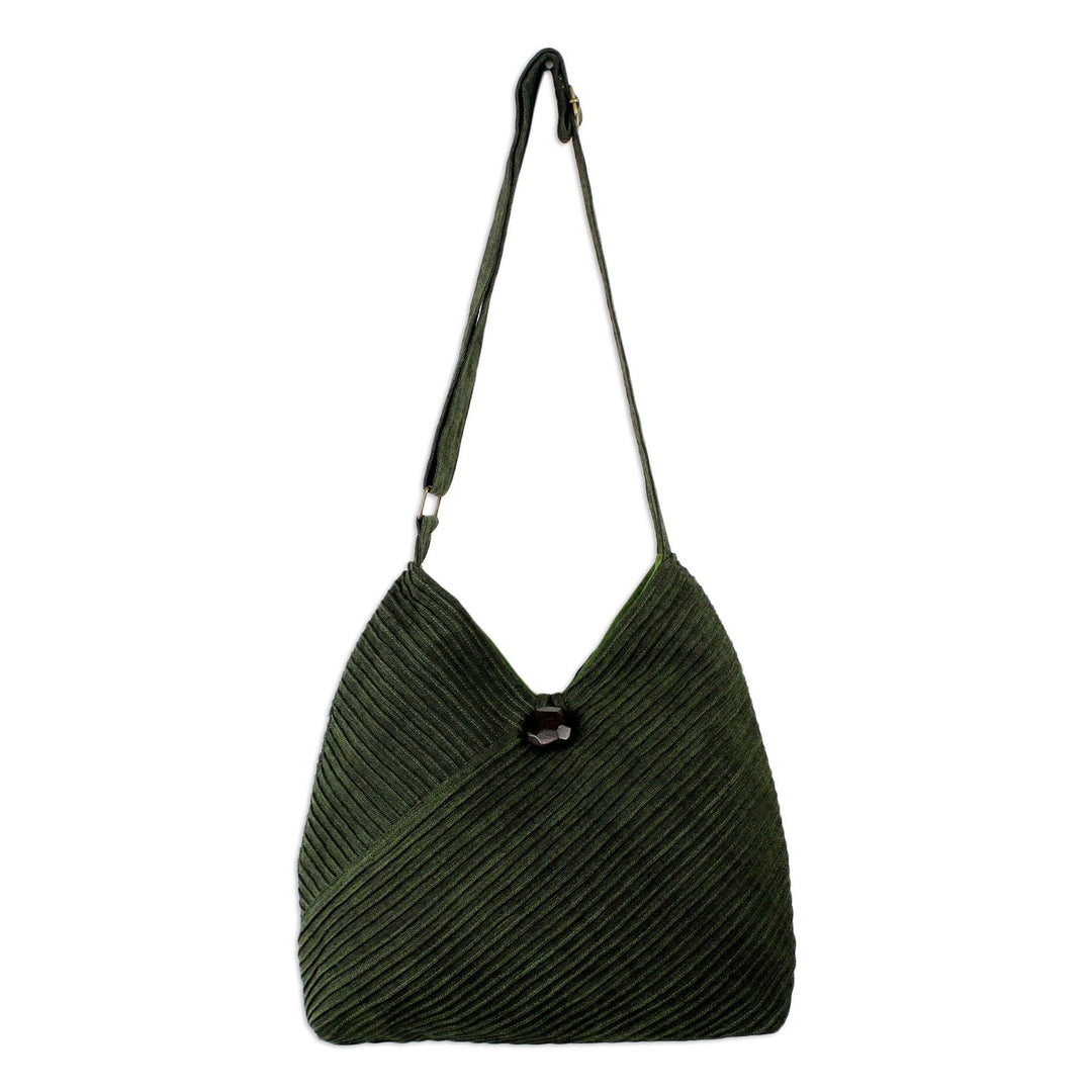 Leaf Green Cotton Hobo Style Handbag with Coin Purse - Surreal Green