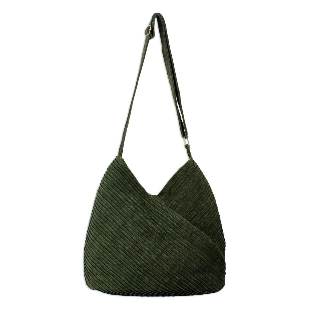 Leaf Green Cotton Hobo Style Handbag with Coin Purse - Surreal Green