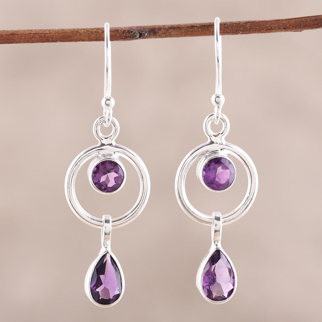 Contemporary Amethyst and Sterling Silver Earrings - Modern Lilac