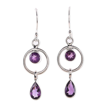 Contemporary Amethyst and Sterling Silver Earrings - Modern Lilac