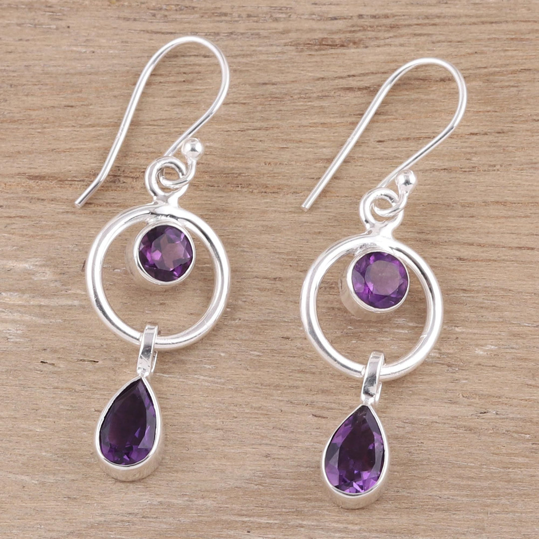 Contemporary Amethyst and Sterling Silver Earrings - Modern Lilac