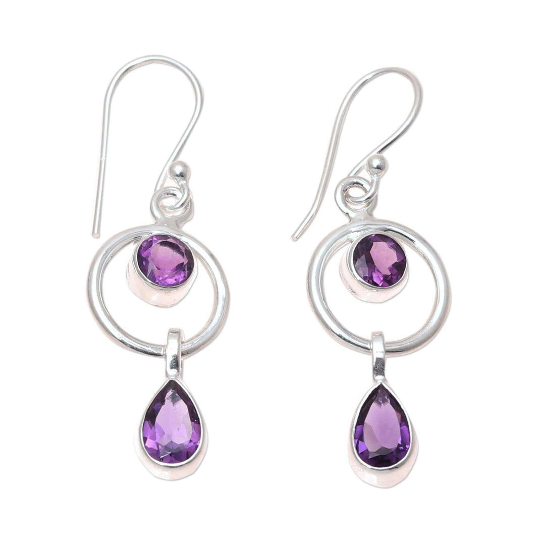 Contemporary Amethyst and Sterling Silver Earrings - Modern Lilac