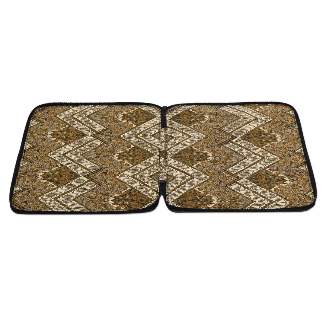 Natural Fiber and Cotton 15 Inch Laptop Sleeve from Bali - Uluwatu Pandan in Loden