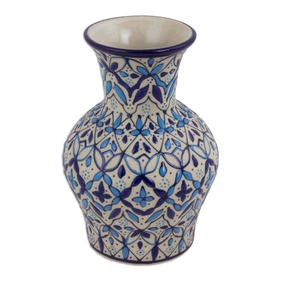 Handcrafted Blue Ceramic 6-Inch Vase from Mexico - Blue Patzcuaro