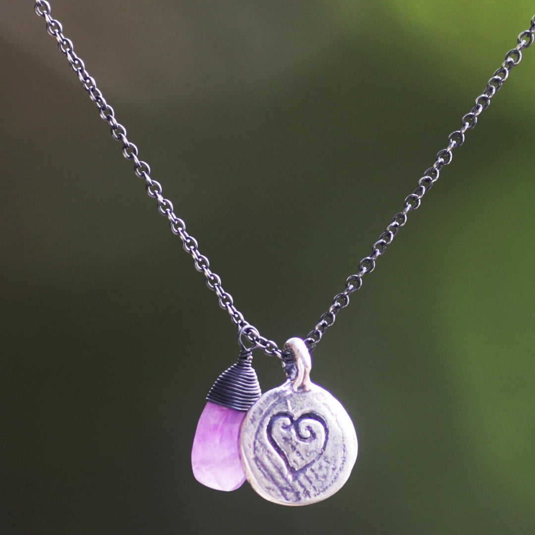 Amethyst and 925 Sterling Silver Necklace Heart Jewelry - Inspiring Heart