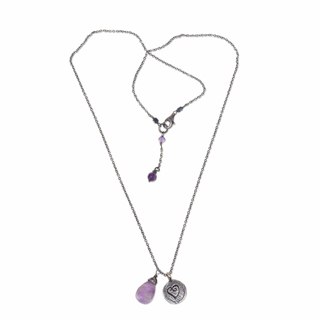 Amethyst and 925 Sterling Silver Necklace Heart Jewelry - Inspiring Heart