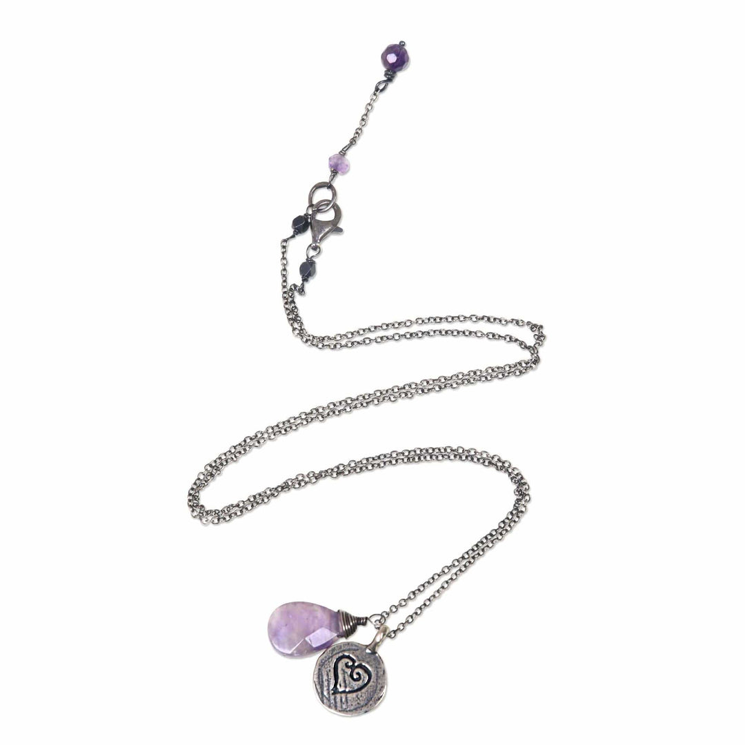 Amethyst and 925 Sterling Silver Necklace Heart Jewelry - Inspiring Heart