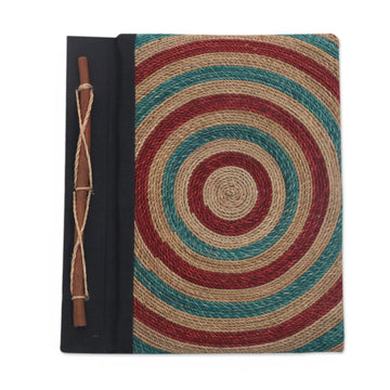 50-page Handmade Journal with Natural Fibers and Rice Paper - Blue Bullseye