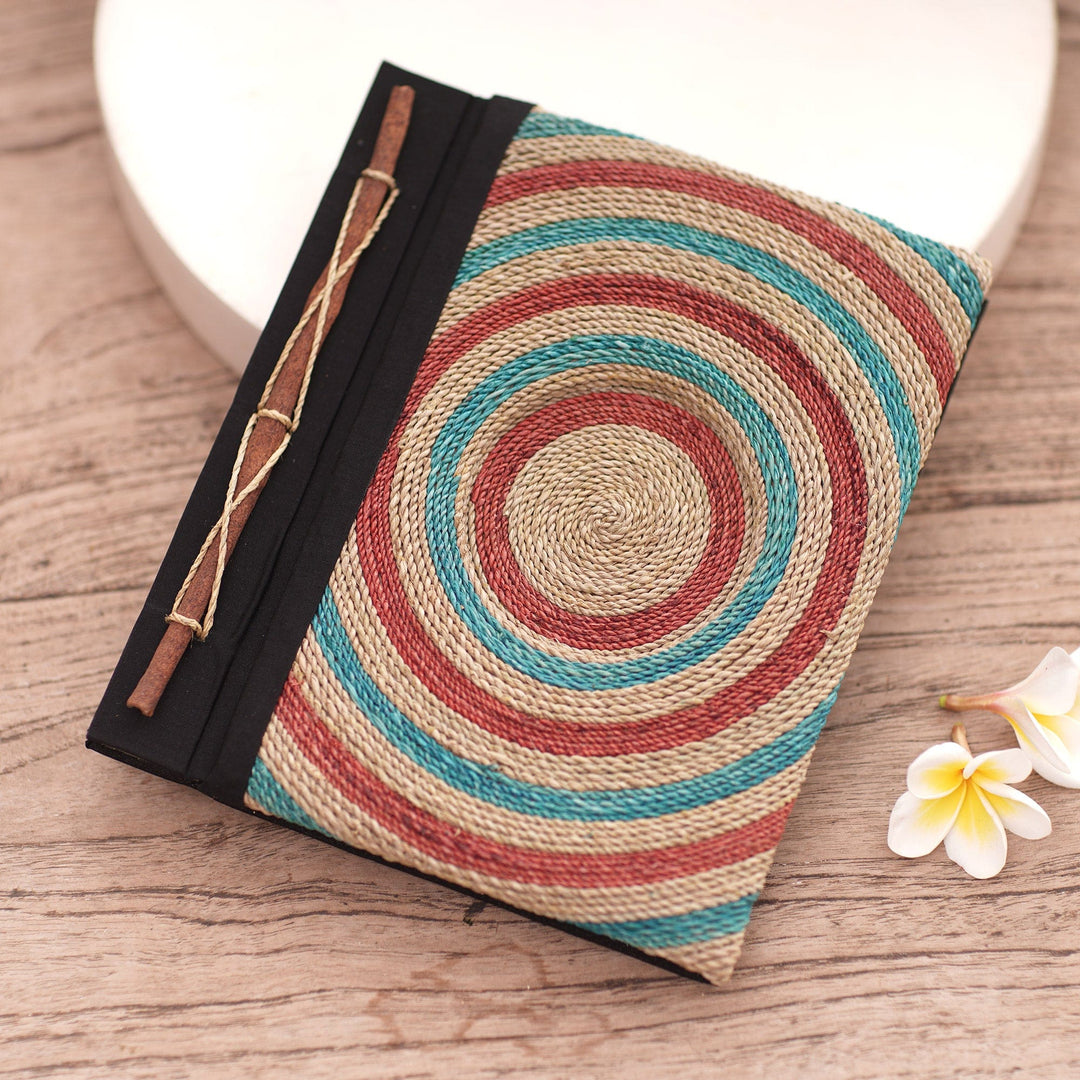 50-page Handmade Journal with Natural Fibers and Rice Paper - Blue Bullseye