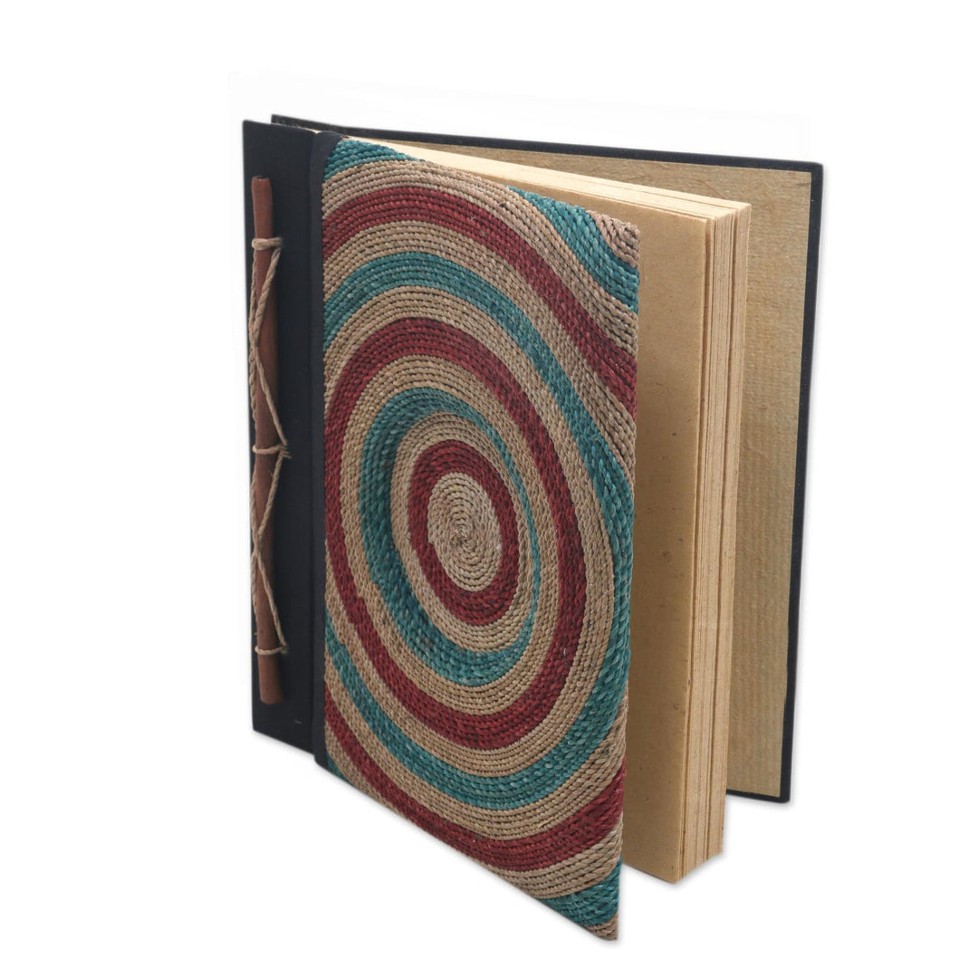 50-page Handmade Journal with Natural Fibers and Rice Paper - Blue Bullseye