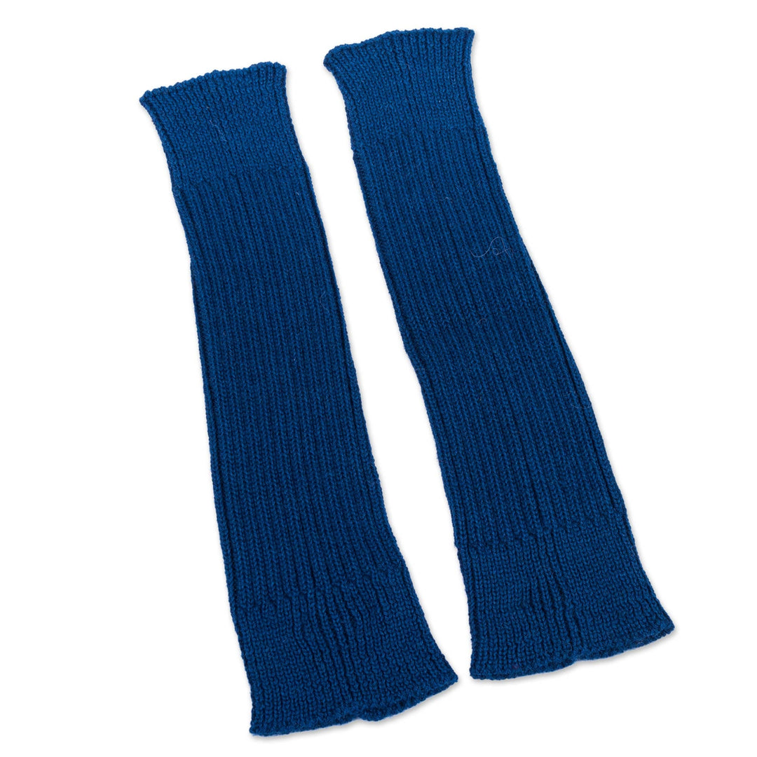 100% Alpaca Leg Warmers Knitted in Navy Blue - Navy Blue Winter Dancer