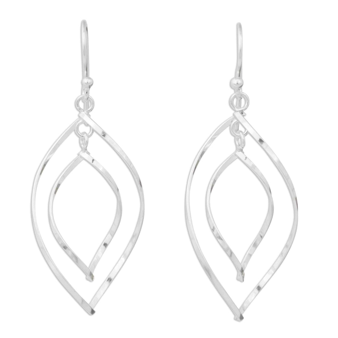 Modern Sterling Silver Dangle Earrings with Polished Finish - Eyes on You