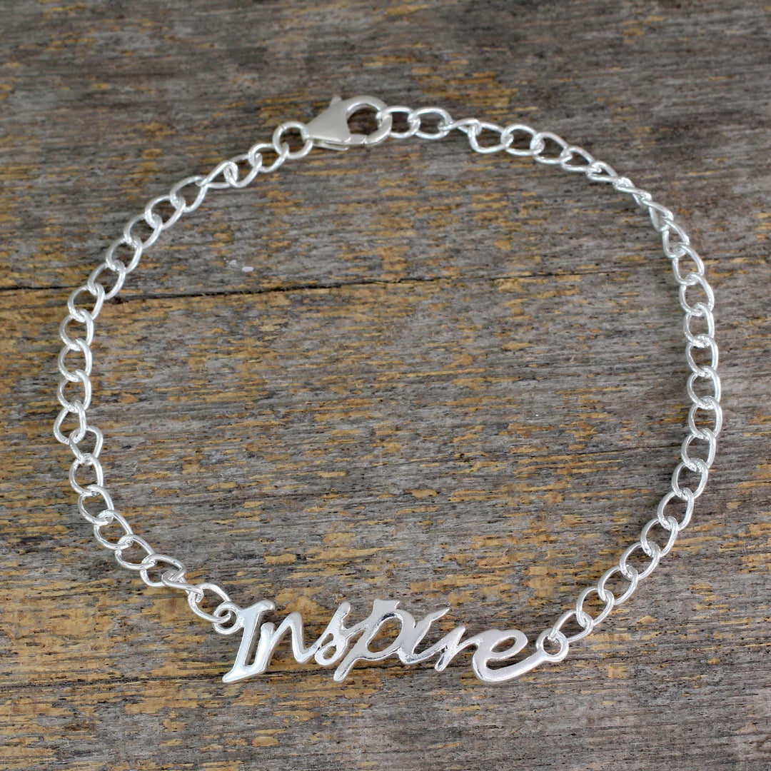 Sterling Silver 925 Bracelet with Inspire Pendant - Remember to Inspire