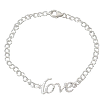 Love Themed Bracelet Hand Crafted from Sterling Silver - Remember to Love
