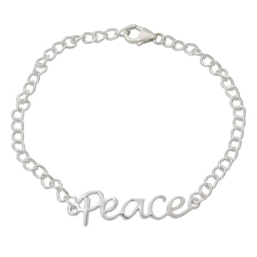 Sterling Silver Bracelet with Peace Theme - Remembrance of Peace