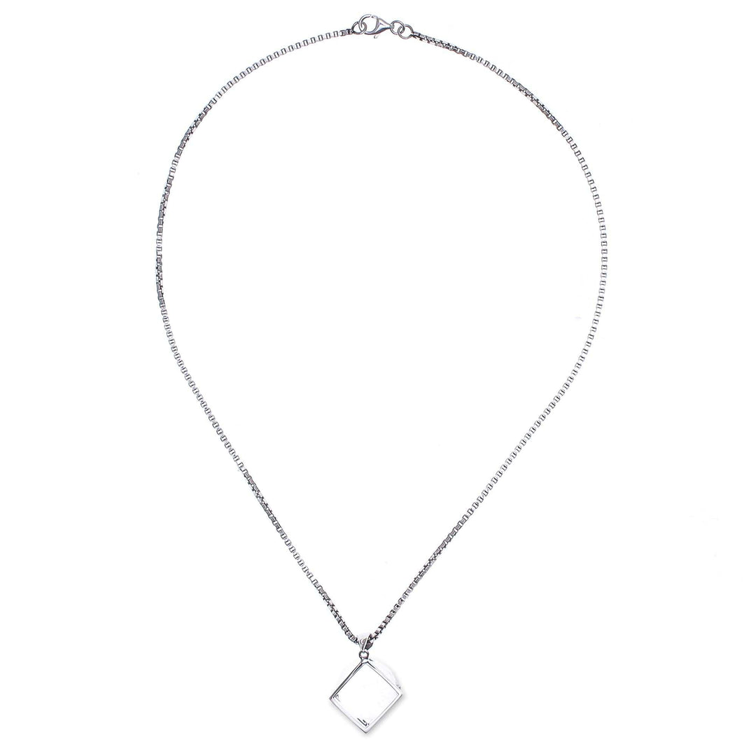 Modern Sterling Silver Necklace with Quartz - Translucent Raindrop