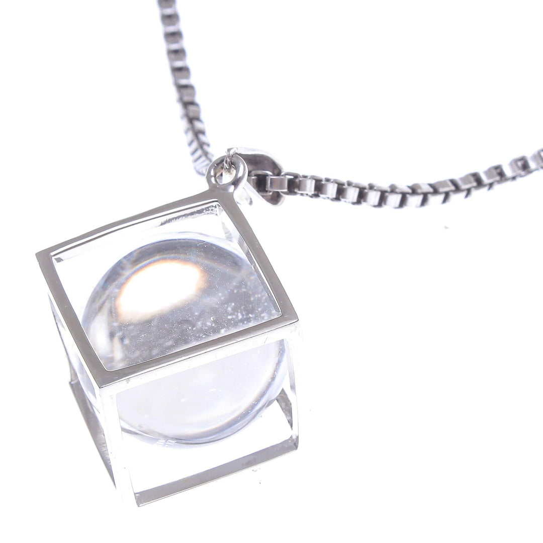 Modern Sterling Silver Necklace with Quartz - Translucent Raindrop