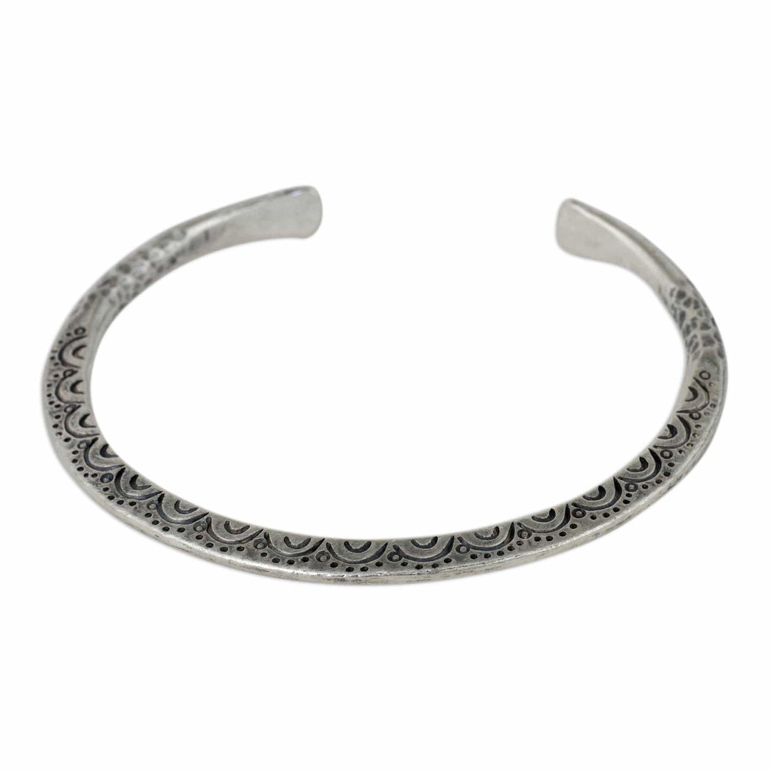 Artisan Crafted Silver Cuff Bracelet from Thailand - Karen Lace